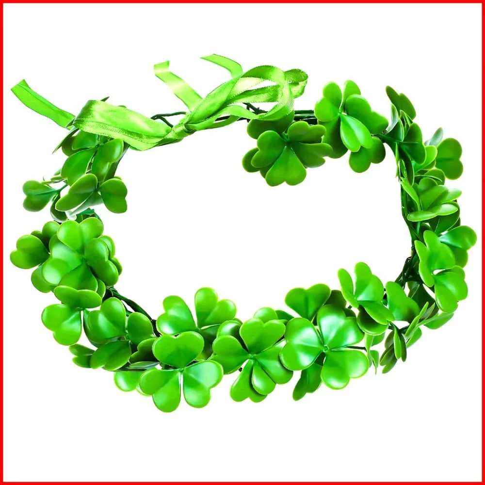 Adjustable Shamrock Headband, Lightweight Wire & Polyester, St. Patrick's Day